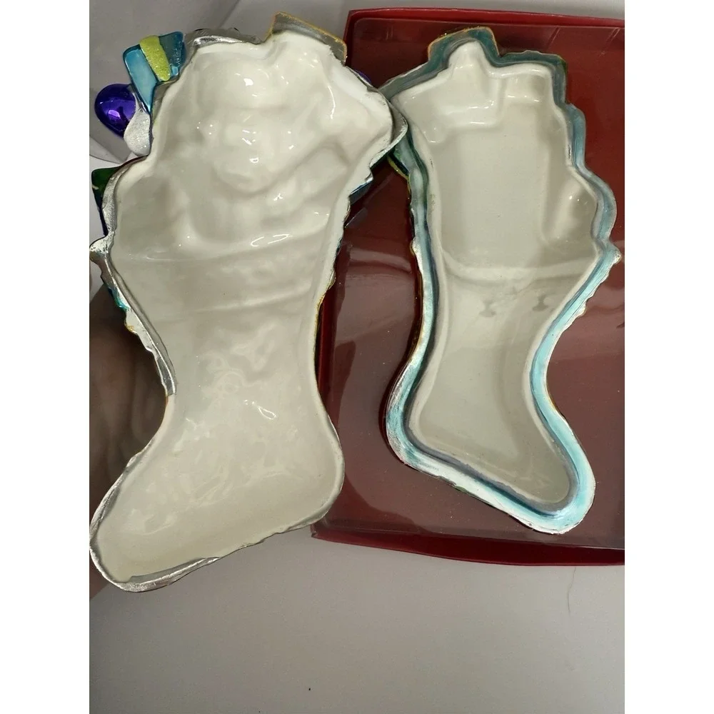 Vintage Christopher Radko 2004 ‎ Santa Claus in Stocking Trinket Candy Dish NIB
